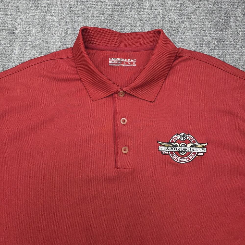 Indianapolis Motor Speedway Polo Shirt Mens XL Red Nike Golf Racing Centennial